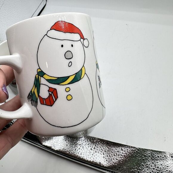 Vintage 1980s X4 Christmas Mugs 10 oz Porcelain Kitschmas In Box Kitsch - Picture 3 of 12